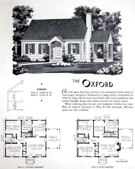 1940s House Floor Plans, 1940s Exterior House, 1940s Architecture Interior Design, 1940 House Plans, 50s House Plans, Small Vintage House Plans, 1930s House Plans, 1940s Aesthetic Home, Vintage Ranch House Plans