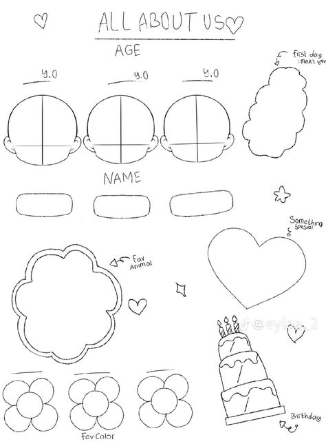 Fun Templates, Me Template, Body Type Drawing, About Me Template, Manga Coloring Book, Character Sheet Template, Doodle Frame, Bff Drawings, Hello Kitty Crafts