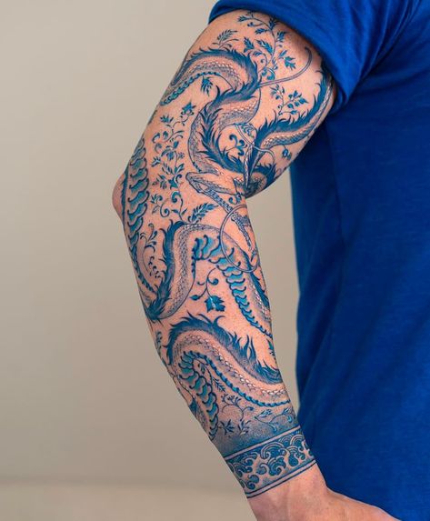 Haku Tattoo, Ak47 Tattoo, Snake And Dagger Tattoo, Blue Tattoo, Dagger Tattoo, Sleeve Tattoos For Women, Dragon Tattoo, Sleeve Tattoos, Tattoos For Women