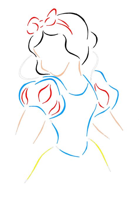 Snow White Tattoo Ideas, Disney Characters Outline, Snow White Tattoos, Rhinestone Ideas, Disney Silhouette, Baby In Snow, Disney Embroidery, Stencil Material, Princess Drawings