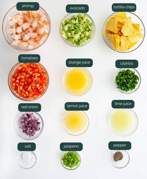 This Shrimp Ceviche recipe consists of cool, tasty shrimp made with chopped red onion, jalapeño, cilantro, tomato and avocado - amplified by bold, zesty citrus juices. Ready in 20 minutes and utterly delicious. #shrimp #ceviche #appetizer #recipe Civeche Recipe, Mexican Shrimp Ceviche, Ceviche Recipe Mexican, How To Make Ceviche, Ceviche Recipes, Shrimp Ceviche Recipe, Seafood Dinners, Mexican Shrimp, Ceviche Recipe