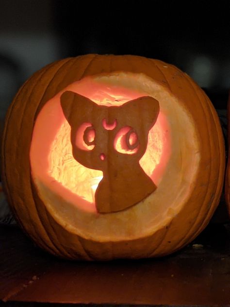 Luna cat sailor moon pumpkin carving idea halloween Sailor Moon Pumpkin Carving, Sailor Moon Pumpkin, Moon Pumpkin Carving, Luna Cat Sailor Moon, Pumpkin Carving Idea, Cat Pumpkin Carving, Moon Pumpkin, Luna Cat, Sailor Moon Luna