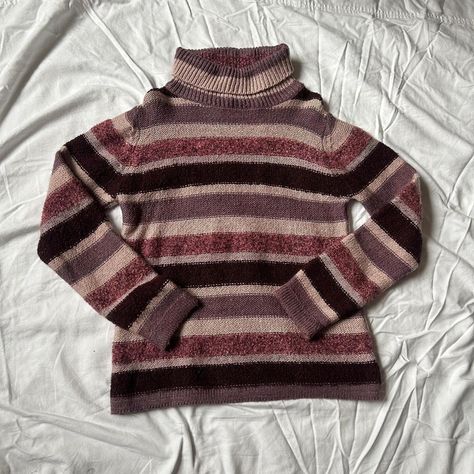 Adorable striped Fashion Bug mock turtle neck... - Depop Turtleneck Aesthetic, Mock Turtle Neck, Tøp Aesthetic, Turtleneck Outfit, Turtleneck Style, Turtle Neck Sweater, Fashion Bug, Mock Turtle, Striped Turtleneck