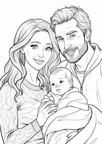 Premium Photo | Heartwarming family moment coloring page with parents and newborn baby Parents Drawing Art, Cute Family Drawing, Drawing Family, Family Sketch, Family Wallpaper, Tactile Art, Pencil Drawing Images, Adult Coloring Books Printables, Pencil Sketch Images