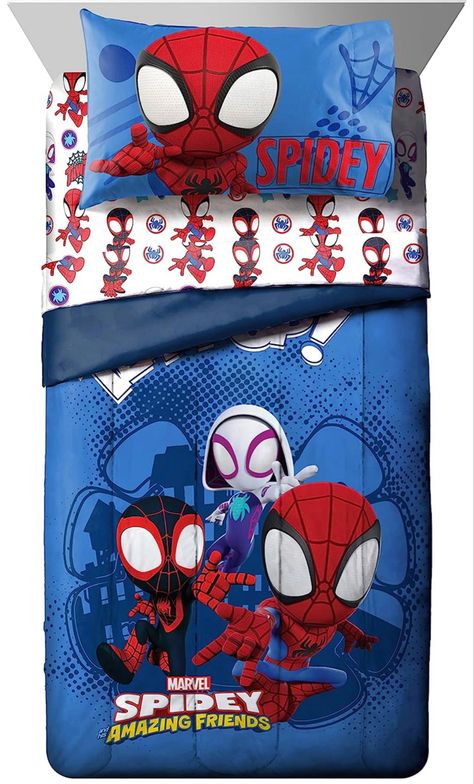 Full Size Bed Sets, Spiderman Bedroom, Kids Sheet Sets, Queen Size Bed Sets, Spidey And His Amazing Friends, Kids Sheets, Toddler Bed Set, Full Bedding Sets, Man Room