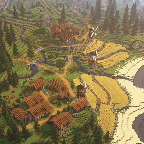 Medieval Fantasy World, Minecraft Medieval Village, Medieval Kingdom, Minecraft Kingdom, Minecraft Maps, Village Map, Minecraft Structures, Minecraft Interior Design, Bangunan Minecraft