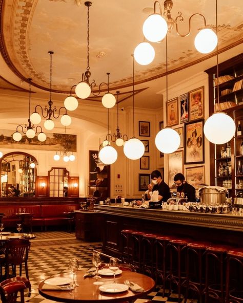 paris bistro • Instagram Beyond Design, Paris Bistro, Apartment Dining Room, Bistro Lights, Lexington Home, French Cafe, French Bistro, Nyc Apartment, Bar Design