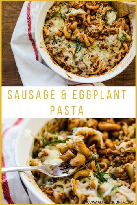 Sausage And Eggplant Pasta, Eggplant Sausage Casserole, Eggplant Sausage Pasta, Eggplant Sausage Recipes, Eggplant And Sausage Recipes, Eggplant Pasta, Work Recipes, Recipes Pork, Potluck Dinner