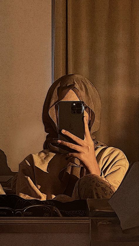 Aesthetic Hijab Pfp, Hijabi Girl Mirror Dp, Hijab Mirror Selfie Aesthetic, Hijabi Mirror Selfie Aesthetic, Hijabi Dps, Hidden Face Aesthetic, Youth Photos, Mode Hijabi, Dreamy Photography