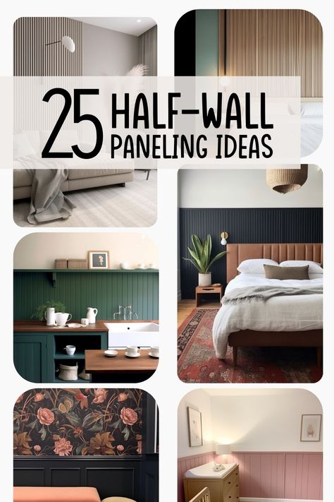 25 Creative Half Wall Paneling Ideas For A New Look - Amanda Katherine Half Wall Wallpaper Ideas, Batten Board And Wallpaper, Batten Wall Living Room, Half Wall Wallpaper Bedroom, Half Panel Wall, Types Of Wall Paneling, Teal Accent Wall Living Room, Half Wall Paneling Ideas Bedroom, Mixed Paneling