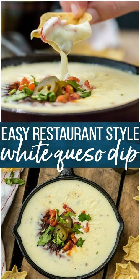 Queso Recipe Easy, White Queso Dip Recipe, White Cheese Dip Recipe, White Queso Recipe, Easy Queso, White Queso Dip, White Queso, Cheese Dip Recipe, Queso Dip Recipes