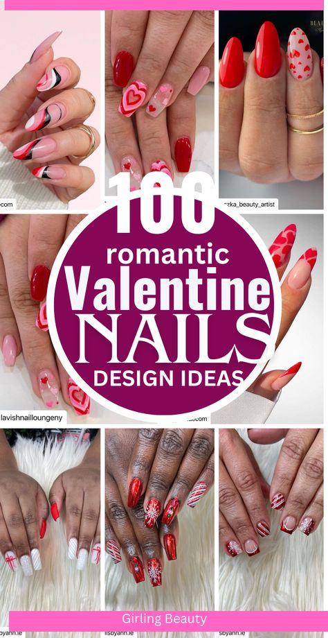 Get ready for romance with 100 charming Valentine's Day nail art ideas! From sweet hearts to elegant designs, these inspirations will add a touch of love to your nails for the perfect celebration of affection. #ValentinesNailArt #RomanticNailDesigns #LoveOnYourFingertips #NailArtInspiration Elegant Valentines Nails, February Nails Ideas, Nails February, New Years Nail Art, Valentine Nail Art, February Nails, Fall Nail Trends, Sweet Hearts, Nail Designs Valentines