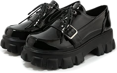 Inspired by Wednesday Addam's style? Check out these platform oxfords! #goth #gothfashion #fashion 🖤 Chunky Loafers Women, Chunky Platform Loafers, Platform Oxford Shoes, Platform Oxfords, Oxford Platform Shoes, Goth Shoes, Shoes Chunky, Oxford Platform, Platform Loafers