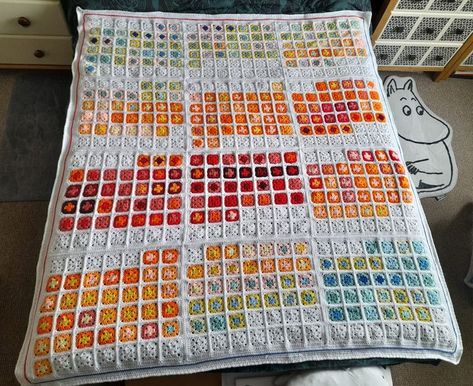 Temperature/ Weather Blanket! | I've finally finished my temperature blanket for 2022 | Facebook Temperature Blanket Crochet, Weather Blanket, Temperature Blanket, Granny Square Crochet Pattern, My Man, Blanket Crochet, Crochet Squares, Crochet Blanket Patterns, Cute Crochet