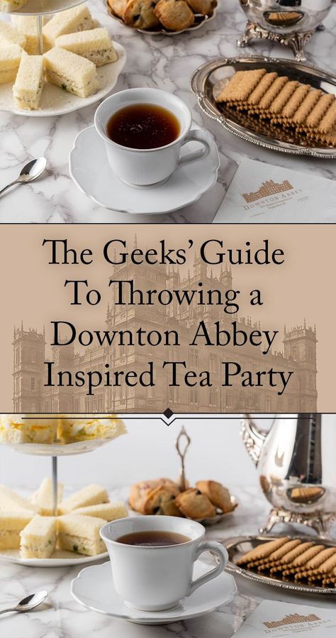 Downton Abbey | Tea Party | Tea | Just in time for the release of the Downton Abbey movie, The Geeks have put together a guide for throwing the perfect tea party! 2geekswhoeat.com Fantasy Feast, Abbey Aesthetic, Downton Abbey Tea Party, Nerd Food, Themed Nights, British Tea Party, Ideas Cocina, Ladies Tea, English Tea Party