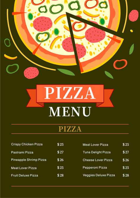 Pizza Menu Design, Pizza Cartoon, Menu Sans Gluten, Menu Pizza, Pizza Vector, Cafe Menu Design, Pizza Menu, Menu Designs, Food Menu Template