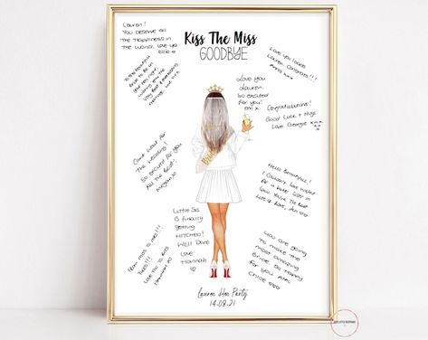 CuteLittleKeepsakeCo - Etsy Australia Kiss The Miss Goodbye, Party Guest Book, Hen Weekend, Miss To Mrs, Bachelorette Party Games, Guest Book Alternatives, Hen Do, Bride Gift, Party Guests