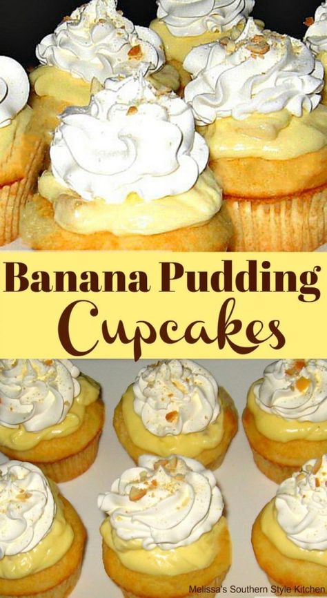 Banana Pudding Mini Cakes, Banana Pudding Cupcakes Recipe, Fun Cupcake Flavors, Bundy Cake, Banana Pudding Cupcakes, Pudding Cupcakes, Easy Banana Pudding, Fruit Cupcakes, Savory Cakes