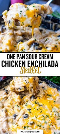 It’s no secret everyone loves enchiladas, but not everyone loves to roll each one, one by one. This dish makes enchilada making easy. It is a one-pan sour cream chicken enchilada skillet, so in my book, it makes it the best and easiest enchilada recipe around. Cheap Enchilada Recipe, Sour Cream Chicken Enchilada Recipe, Cast Iron Skillet Recipes Dinner, Easy Enchilada Recipe, Enchilada Skillet, Chicken Enchilada Skillet, Sour Cream Enchiladas, Easy Skillet Chicken, Mexican Casserole Recipe