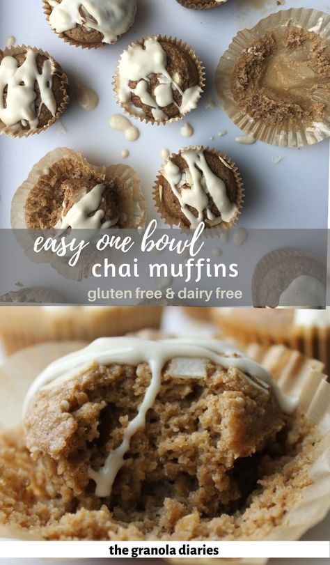 Chai Muffins Healthy, Vegan Chai Muffins, Gluten Free Chai Dessert, Gluten Free Morning Tea, Gluten Free Chai Muffins, Chai Tea Muffins, Chai Muffins, Gluten Free Dairy Free Muffins, Gluten Free Fall Recipes