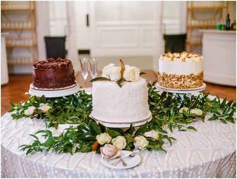 Multiple Cakes Wedding, Three Wedding Cakes, Multiple Cakes Wedding Display, White Dessert Table Wedding, Multiple Wedding Cakes, Wedding Cake Display Table, White Dessert Tables, Winter Ceremony, Cake Displays