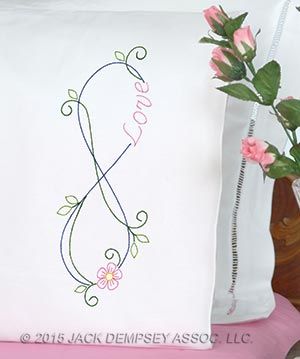 Infinity Pillowcases | Jack Dempsey Needle Art #embroidery #embroiderybyhand  #JDNA #infinity Pillowcase Embroidery, Handkerchief Embroidery, Jack Dempsey, Brazilian Embroidery Stitches, Embroidery Designs Machine, Brazilian Embroidery, Embroidered Pillowcases, Embroidery Needles, Dmc Floss