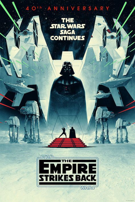 Gorgeous New Posters Celebrate The 40th Anniversary Of Star Wars: The Empire Strikes Back Matt Ferguson, Dark Maul, Happy 40th Anniversary, Jar Jar Binks, Star Wars The Empire, Dark Vador, Empire Strikes Back, Star Wars Empire, Mark Hamill