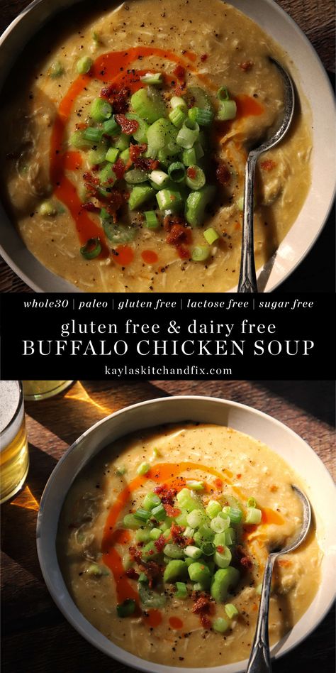 Whole30 Buffalo Chicken, Whole 30 Soup, Buffalo Chicken Soup, Refined Sugar Free Recipes, Favorite Recipes Dinner, Whole30 Recipes, Easy Lunch Recipes, Grain Free Recipes, Gf Recipes