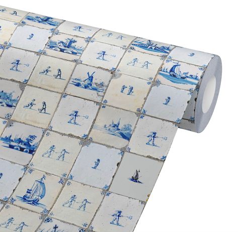 French Tiles, Antique Minimalist, French Tile, Tiles Wallpaper, Wallpaper Retro, Delft Tiles, Classic Wallpaper, Wallpaper Peel, Blue French