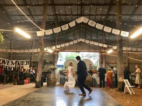 The Hayshed Wedding and Events - Wedding Venue - WedShed Wedding In Shed, Machine Shed Wedding Reception, Shed Wedding Reception, Outdoor Night Wedding, Shed Wedding, Rural Wedding, Holly Wedding, Tin Shed, Farm Shed