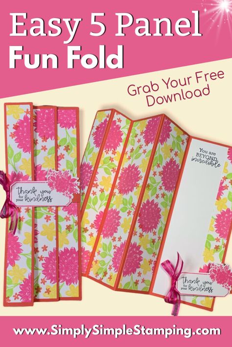 Fun Fold Cards Tutorials Free, Slimline Card Sketches With Measurements, Slim Line Card Measurements, Card Folds Techniques Tutorials, Slimline Card Ideas, Slim Cards, Simply Simple Stamping, Card Making Ideas Easy, Cardmaking Techniques