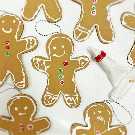 Cardboard Gingerbread Man, Cardboard Gingerbread, Do It For Me, Preschool Projects, Puffy Paint, Kids Create, Cardboard Art, Preschool Christmas, Preschool At Home