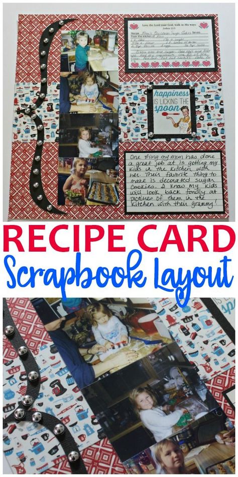 Scrapbook Recipe Book, Recipe Book Design, Scrapbook Design Layout, Card Scrapbook, Recipe Scrapbook, Scrapbook Titles, Recipe Template, Black Color Hairstyles, Family Scrapbook