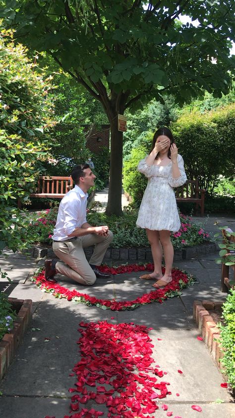 Surprise proposal in a private garden in New York Wedding Proposal Videos, Proposal Videos, Ring Bearer Outfit, Perfect Proposal, Ring Tutorial, Ring Bearer Pillows, Bollywood Wedding, Surprise Proposal, Ring Ideas