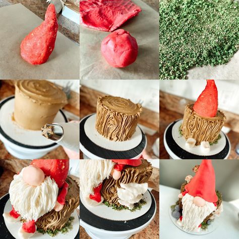 Gnome Christmas Desserts, Gnome Cupcake Cake, Gnome Birthday Cake Ideas, Gnome Cake Ideas Easy, Christmas Gnome Cupcakes, Gonk Cake Ideas, Gnome Cupcakes Ideas, Gnome Cake Ideas, Gnome Desserts