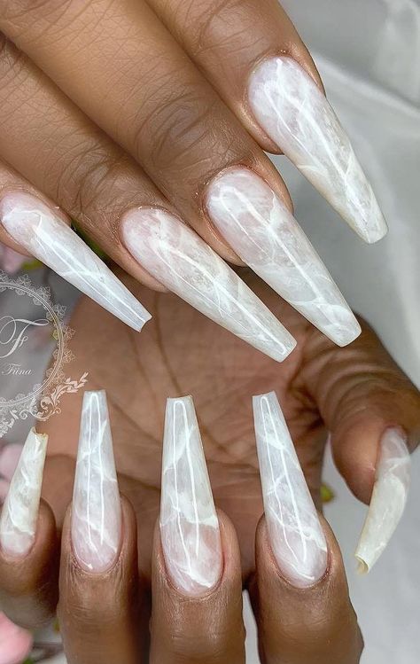 Nail Ideas Acrylic, Coffin Acrylic Nails, Gel Nails Long, Cute Acrylic Nail Designs, Acrylic Nail Art, Marble Nails, Acrylic Nails Coffin, Bridal Nails, Nails Coffin