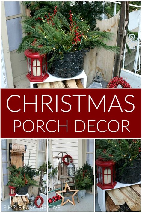 Christmas Front Porch Decor, Outside Christmas Decorations, Christmas Homemade, Christmas Front Porch, Christmas Porch Decor, Homemade Holiday, Front Porch Decor, Navidad Diy, Front Porch Decorating