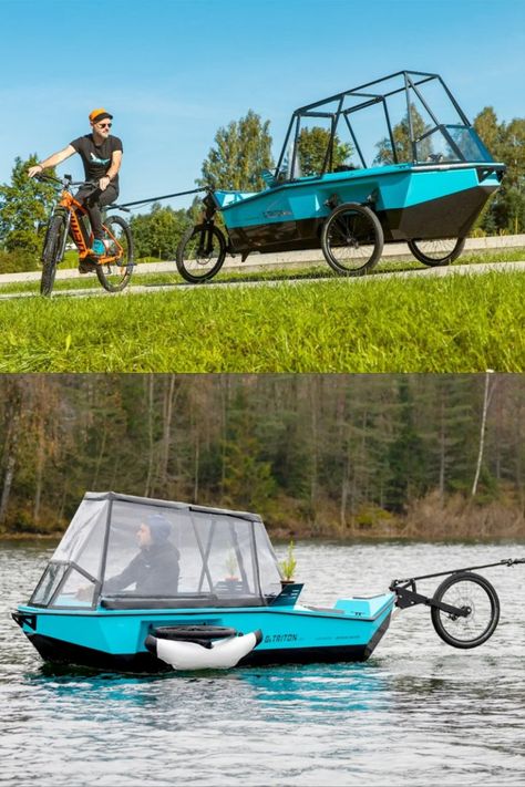 BeTriton separates etrike camper into compact, towable amphibious RV Bike Camper, Camper Boat, Amphibious Vehicle, Micro Camper, Switch Games, Electric Boat, Mini Camper, Nintendo Switch Games, Camping Trailer