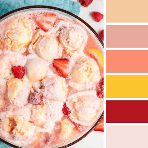 Raspberry Color Palette, Sherbet Color Palette, Rainbow Sherbet Punch, Sherbet Punch, Lemon Sherbet, Palette Challenge, Food Inspired, Rainbow Sherbet, Color Palette Challenge