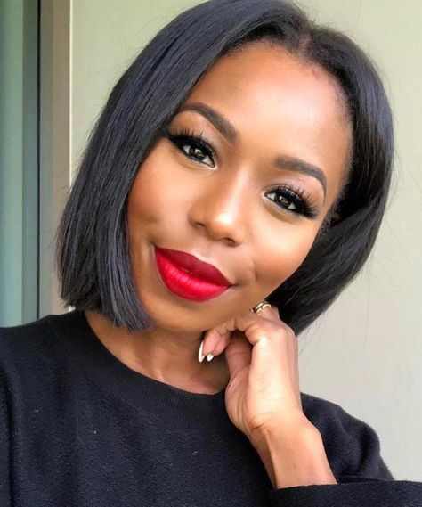 50 Best Bob Hairstyles for Black Women to Try in 2019 - Hair Adviser Hair Bobs, Bob Weave, Black Bob Hairstyles, Tan Skin Blonde Hair, Black Bob, Natural Black Women, Short Bob Haircuts, Bob Styles, Long Bob