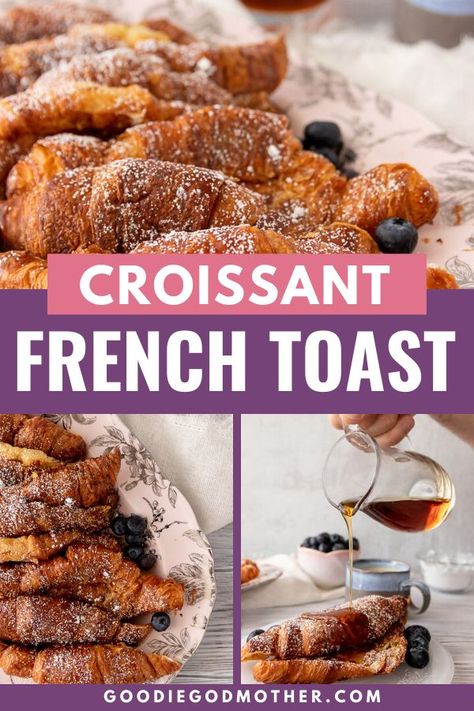 For an extra decadent breakfast recipe, try this croissant french toast! It's ready in just a few minutes, no special equipment required. #frenchtoast #brunchrecipe #breakfastrecipe #easyrecipe #mothersday Breakfast Recipes French Toast, Unique French Toast, Recipes French Toast, Decadent Breakfast, Making Croissants, Sweet French Toast, Croissant French Toast, Recipes French, Homemade Croissants