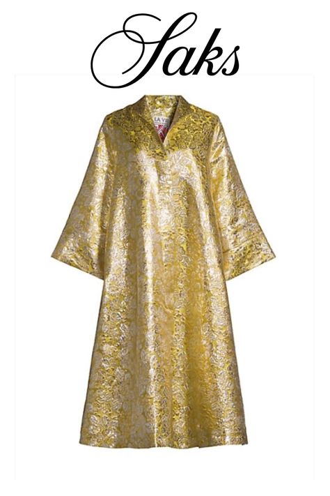 La Vie Style House's dress coat is crafted of floral brocade with a metallic finish..Spread collar.Long caftan sleeves.Pulls over.100% polyester.Dry clean.Made in USA..SIZE & FIT..About 49" from shoulder to hem.Model measurements: 5'10" tall. Brocade Dress, Brocade Dresses, House Color, Stylish Dress Book, Dress Coat, Caftan Dress, Cotton Coat, House Dress, Style Maxi Dress