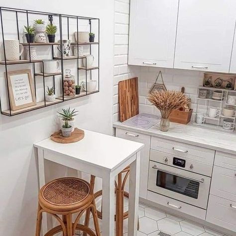 Dining Room Shelves, Studio Apartment Living, Interior Design Per La Casa, Small Kitchen Decor, Rustic Dining Room, Apartment Kitchen, Tiny Kitchen, Apartment Interior, Home Decor Kitchen