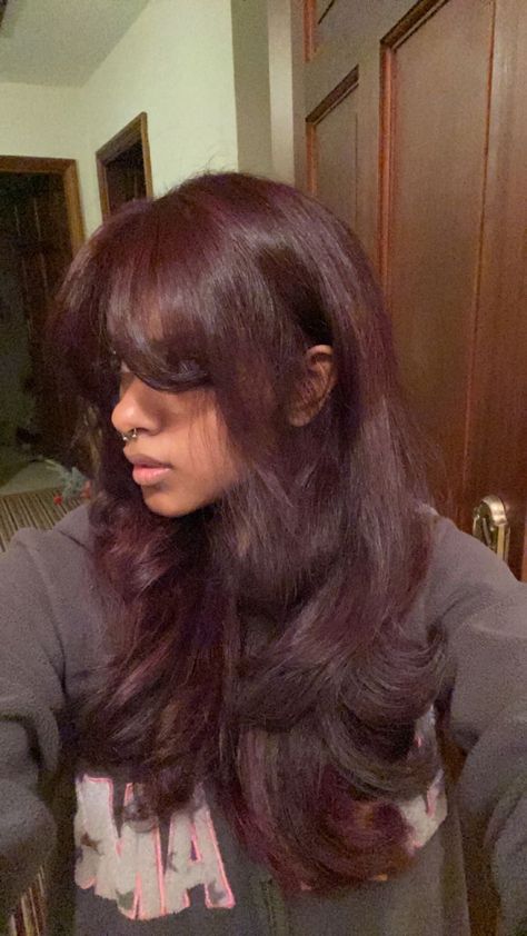 Pelo Color Borgoña, Haircut Selfie, Photo Hijab, Cherry Red Hair, Wine Red Hair, Plum Hair, Wine Hair, Red Hair Inspo, Cherry Hair