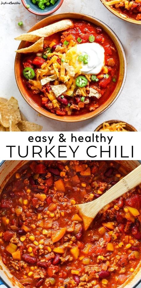 Healthy Ground Turkey Chili, Ground Turkey Chili Recipe, Turkey Chili Recipe Easy, Healthy Turkey Chili, Healthy Chili Recipe Turkey, Easy Turkey Chili, Chili Recipe Stovetop, Ground Turkey Chili, Easy Comfort Food Dinners