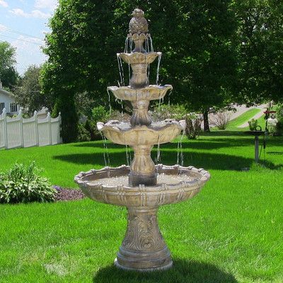 SunnyDaze Decor Fiberglass Resin 4 Tier Fountain Outdoor Waterfall Fountain, Large Outdoor Fountains, Outdoor Waterfalls, Outdoor Fountains, Outdoor Water Features, Garden Water Fountains, Fountains Backyard, Backyard Water Feature, Stone Fountains