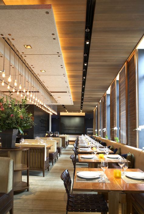 Restaurant Interior Design Wood, Restaurant Seating Design, Ceiling Inspiration, Mall Plaza, Resturant Design, Restaurant Design Inspiration, Hotel Buffet, Modern Restaurant Design, Architectural Firm