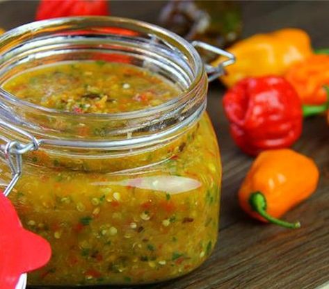 Cuban Hot Sauce, Caribbean Pepper Sauce Recipe, Ti Malice, Shrimp Wontons, Firecracker Shrimp, Hot Sauce Recipe, Pepper Sauce Recipe, Trini Food, Salsa Picante