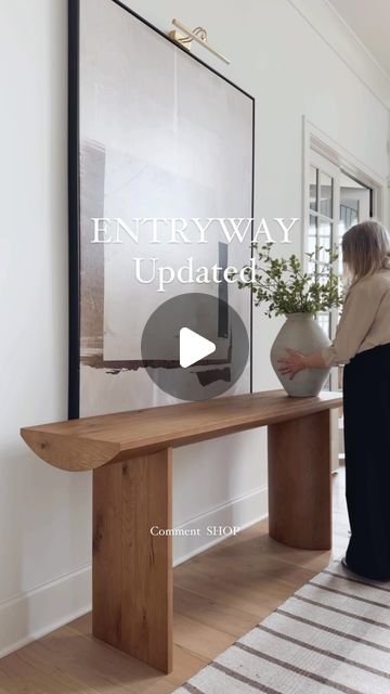 Kimberly Holdaway on Instagram: "🍋 Comment SHOP  Ready to refresh your home for summer? @allmodern has the best pieces to add a touch of modern to any space. Best of all, they ship FAST and FREE in days instead of weeks! 

I chose the gorgeous Statler Console Table |gifted| to refresh my entryway and I love the modern curved top and legs that make this piece unique. The beautiful mid-tone wood finish compliments any aesthetic. 

See the details up close in stories and shop it in my LTK
Follow my shop @lemonleafhomeinteriors on the @shop.LTK app to shop this post and get my exclusive app-only content!
https://liketk.it/4G4Ke

#allmodernpartner #modernmadesimple #entrywaydecor #consoletable #modernhome #homedecor #neutralhomedecor #neutralhome 

Console table styling
Entryway decor
Entryway Open Entryway Ideas, Console Table Styling Entryway, Styling Entryway, Decor Entryway Table, Open Entryway, Entryway Table Modern, Entryway Design, Console Table Styling, Modern Entryway