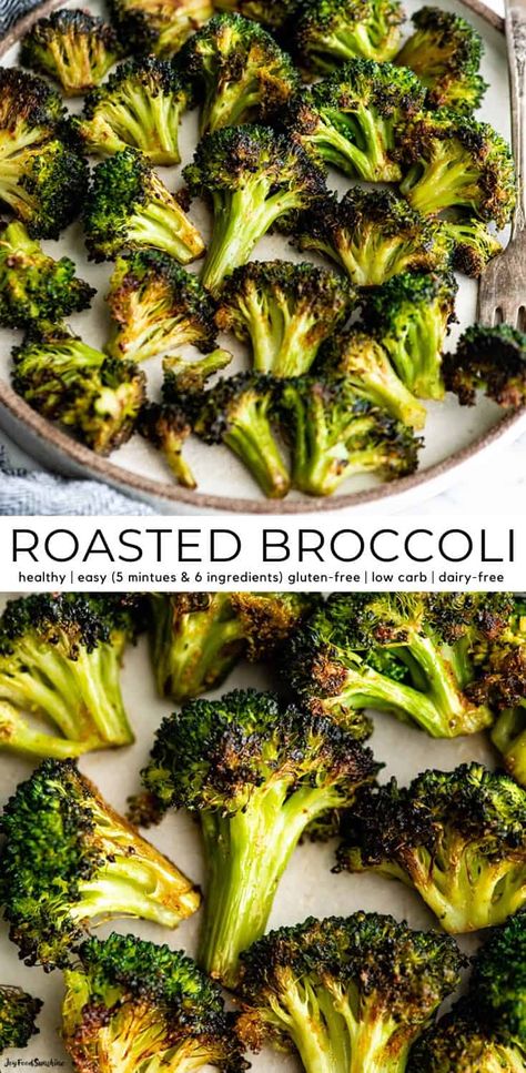 This is the best oven-roasted broccoli recipe! This easy roasted broccoli is made with 6 ingredients in 15 minutes! It's crispy, tender and perfectly seasoned! Baked broccoli is a healthy side dish that pairs well with everything! Broccoli Seasoning Ideas, Broccoli Recipes Roasted, Good Broccoli Recipes, Oven Baked Broccoli Recipes, Easy Roasted Broccoli, Bake Broccoli Oven, Tasty Broccoli Recipes, Broil Broccoli, Broccoli Oven Roasted